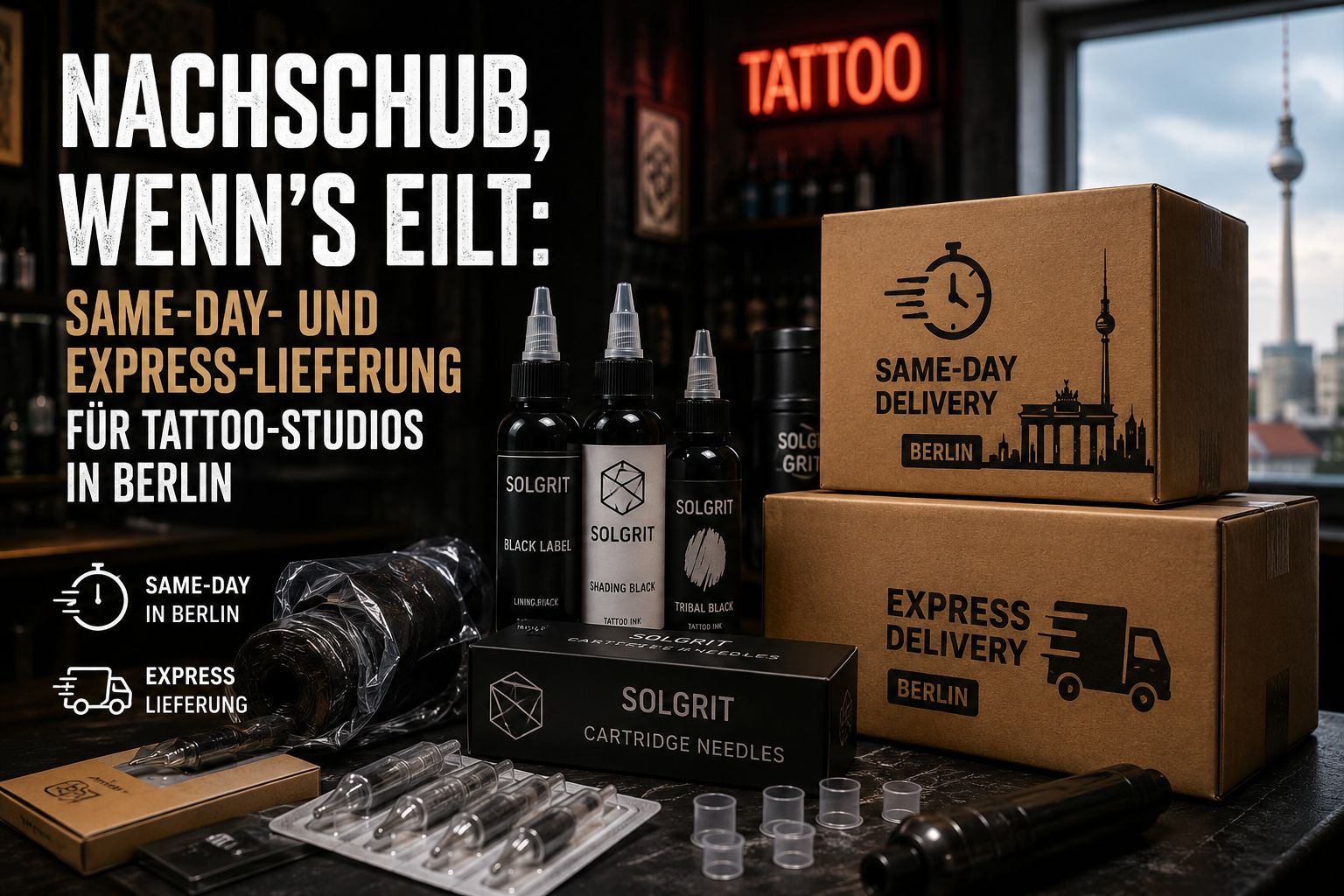 Nachschub, wenn's eilt: Same-Day- und Express-Lieferung für Tattoo-Studios in Berlin