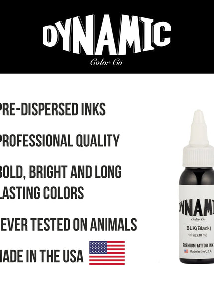 Dynamic Black Tattoo Ink – 1 oz (30 ml) – Reines Schwarz, Vegan & Pre-dispersed