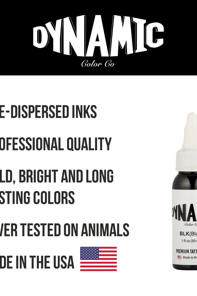 Dynamic Black Tattoo Ink – 1 oz (30 ml) – Reines Schwarz, Vegan & Pre-dispersed