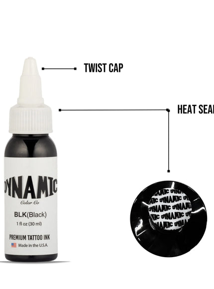 Dynamic Black Tattoo Ink – 1 oz (30 ml) – Reines Schwarz, Vegan & Pre-dispersed