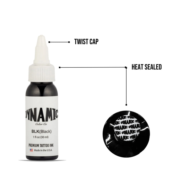 Dynamic Black Tattoo Ink – 1 oz (30 ml) – Reines Schwarz, Vegan & Pre-dispersed