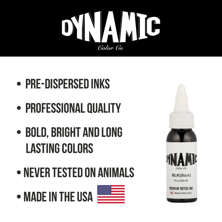 Dynamic Black Tattoo Ink – 1 oz (30 ml) – Reines Schwarz, Vegan & Pre-dispersed