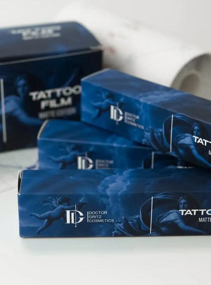 Dr.Gritz Tattoo Film Premium Edition Matte transparente Tattoo Schutzfolie für die Heilung frischer Tattoos, 1 m Rolle für professionelle Tattoo Aftercare im Studio