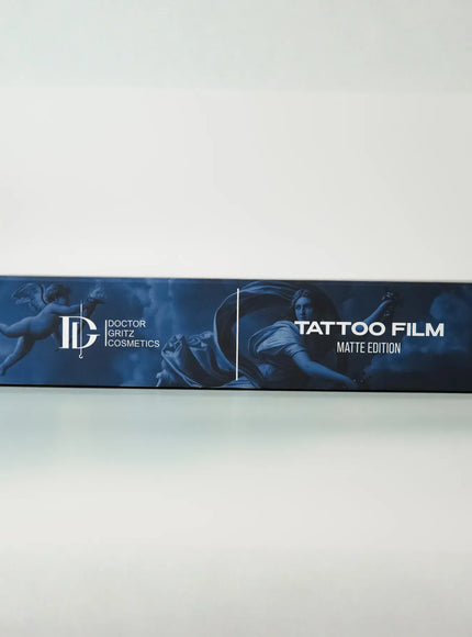 Dr.Gritz Tattoo Film Premium Edition Matte transparente Tattoo Schutzfolie für die Heilung frischer Tattoos, 1 m Rolle für professionelle Tattoo Aftercare im Studio