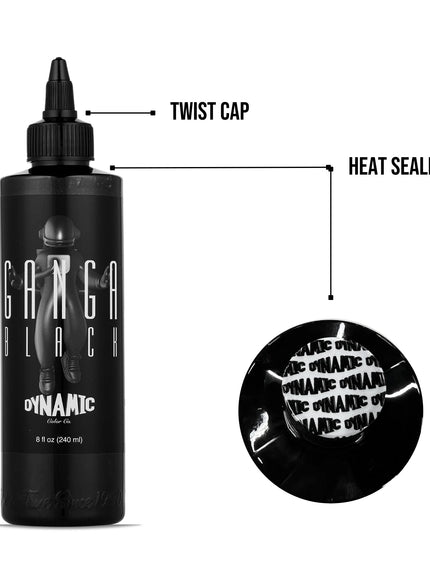 Dynamic Ganga Black Tattoo Ink – 8 oz (237 ml) – Kollaboration mit Joaquin Ganga, REACH-konform