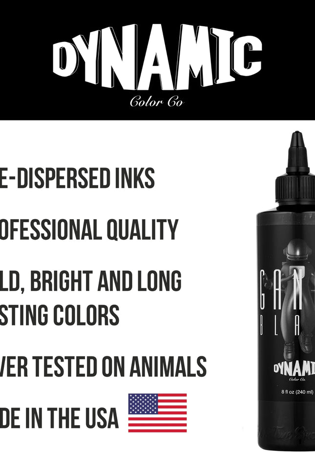 Dynamic Ganga Black Tattoo Ink – 8 oz (237 ml) – Kollaboration mit Joaquin Ganga, REACH-konform
