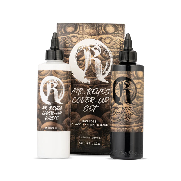 Mr. Reyes Cover‑Up Ink Set – 2 x 237 ml (Schwarz + Weiß) – Professionelle Tattoo‑Pigmente