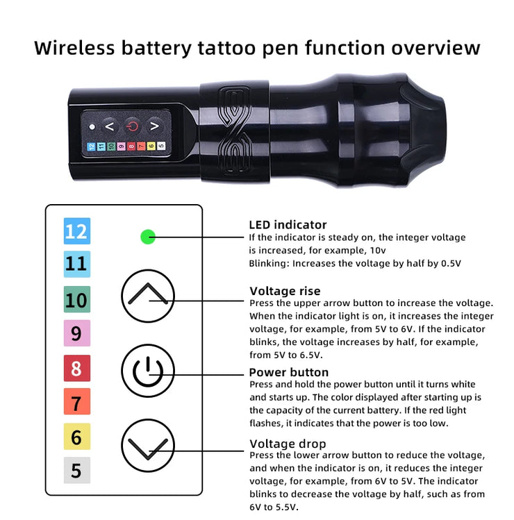 Drahtlose 4 Farben Dual-Batterien Tattoo-Maschine