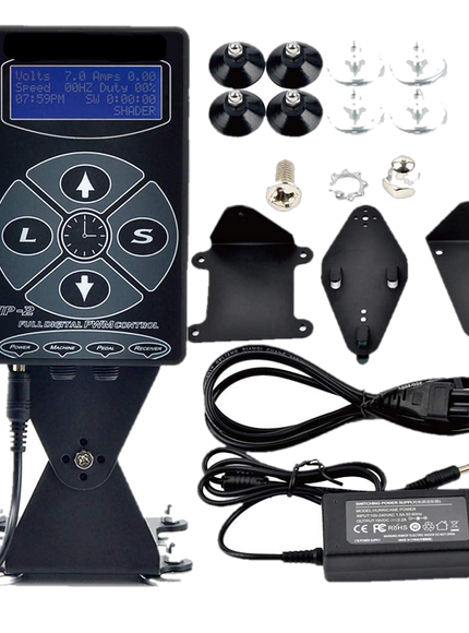 Digitales Tattoo Netzteil – Dual Output Power Supply mit Farbdisplay freigestellt