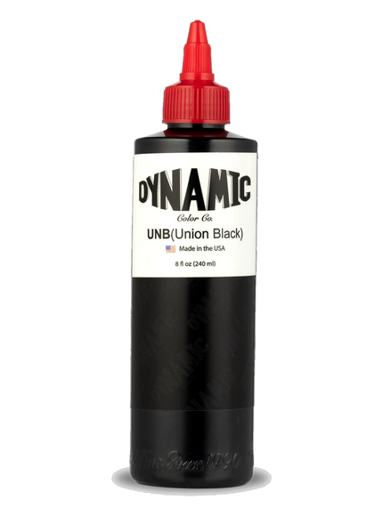 Dynamic Union Black Tattoo Ink – 8 oz (237 ml) – REACH-konform, für Linien & Shading freigestellt