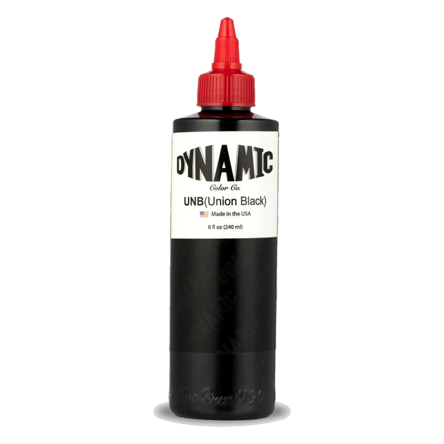 Dynamic Union Black Tattoo Ink – 8 oz (237 ml) – REACH-konform, für Linien & Shading freigestellt