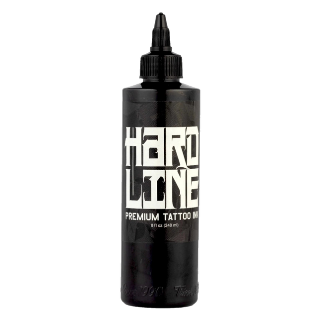 HardLine Black Tattoo Ink – 8 oz (237 ml) – Professionelle Tattoo–Farbe freigestellt
