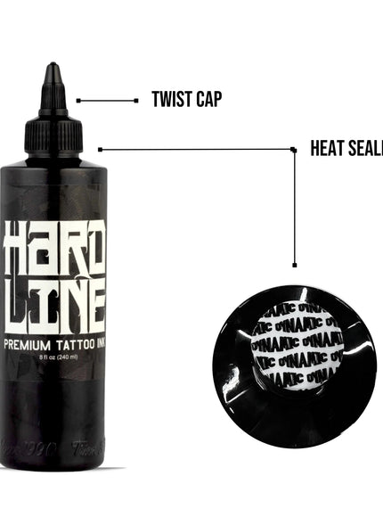 HardLine Black Tattoo Ink – 8 oz (237 ml) – Professionelle Tattoo–Farbe
