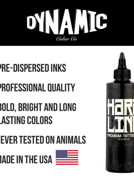 HardLine Black Tattoo Ink – 8 oz (237 ml) – Professionelle Tattoo–Farbe