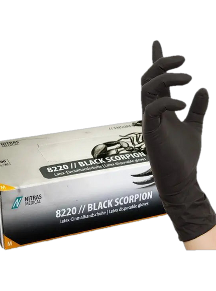 NITRAS Black Scorpion Latexhandschuhe – Tattoo Hygiene freigestellt