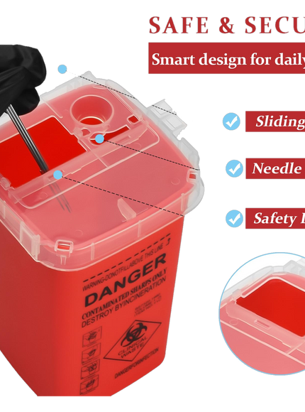 Sharps Container – Sicherheitsbehälter für Tattoo Nadeln & PMU Zubehör (1L) freigestellt