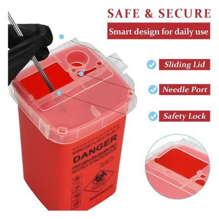 Sharps Container – Sicherheitsbehälter für Tattoo Nadeln & PMU Zubehör (1L) freigestellt