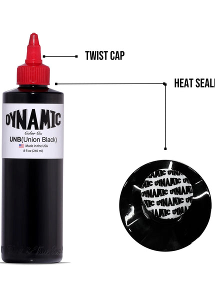 Dynamic Union Black Tattoo Ink – 8 oz (237 ml) – REACH-konform, für Linien & Shading
